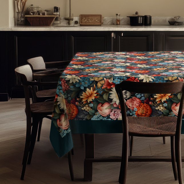 Modern Boho farbenfrohe wilde Blume und Schmetterl Tischdecke (Modern Boho colorful wild flowers and butterflies Tablecloth)