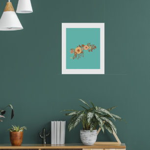 Modern Boho Floral Blue Poster