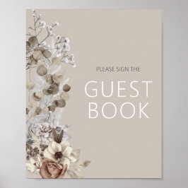 Modern Boho Floral Brautparty Signage Gästebuch