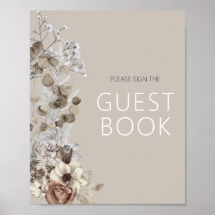 Modern Boho Floral Brautparty Signage Gästebuch