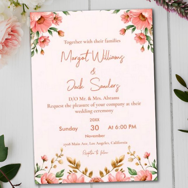 Modern Boho floral Dusty Peach Ivory Wedding Einladung (Von Creator hochgeladen)