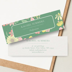 Modern Boho floral farbig Mini Visitenkarte