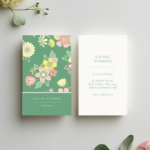 Modern Boho floral farbig Visitenkarte