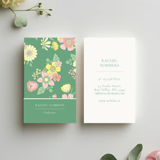 Modern Boho floral farbig Visitenkarte