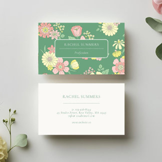 Modern Boho floral farbig Visitenkarte