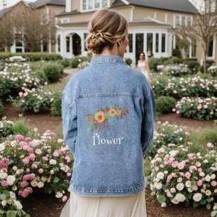 Modern Boho Floral Jeansjacke