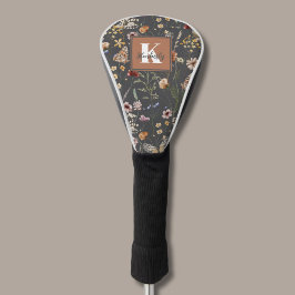 Modern Boho Floral Monogram Name Golf Headcover