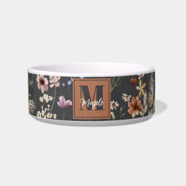 Modern Boho Floral Monogrammed Pet Napf