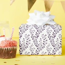 Modern Boho Floral Pattern Plum White Geschenkpapier