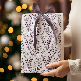 Modern Boho Floral Pattern Plum White Mittlere Geschenktüte