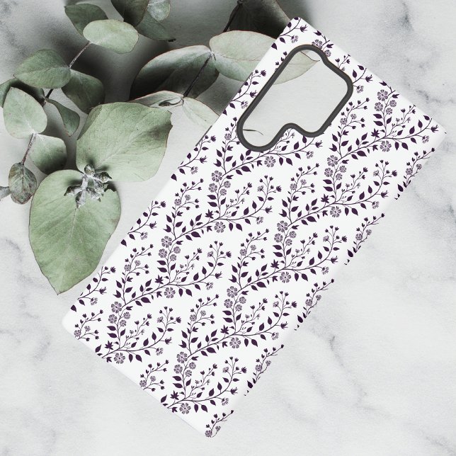Modern Boho Floral Pattern Plum White Samsung Galaxy Hülle (Von Creator hochgeladen)
