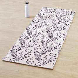 Modern Boho Floral Pattern Plum White Yogamatte