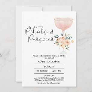 Modern Boho Floral Petals Prosecco Brautparty Einladung