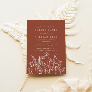 Modern Boho Floral Terracotta Burnt Orange Wedding Einladung