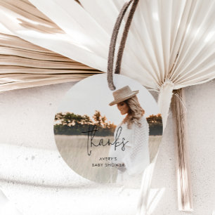 Modern Boho Foto Vielen Dank Baby Dusche Geschenkanhänger
