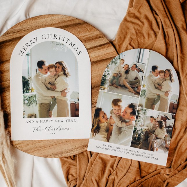 Modern Boho Frohe Weihnachten & Glück Neues Jahr A Einladung (Von Creator hochgeladen)