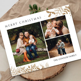 Modern Boho Frohe Weihnachtsfoto Collage Postkarte