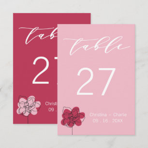 Modern Boho Fuchsia Pink Wedding Tischnummer