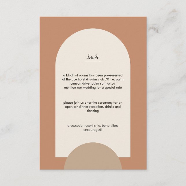 Modern Boho Geometric Arch Begleitkarte (Vorderseite)