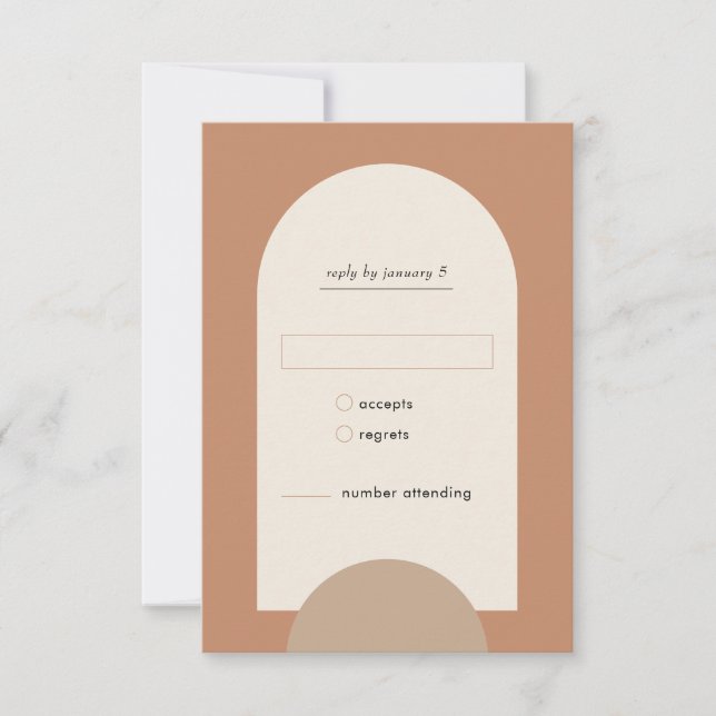 Modern Boho Geometric Arch RSVP Karte (Vorderseite)
