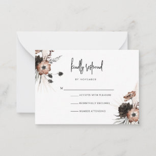 Modern Boho Goth Script RSVP Card Mitteilungskarte