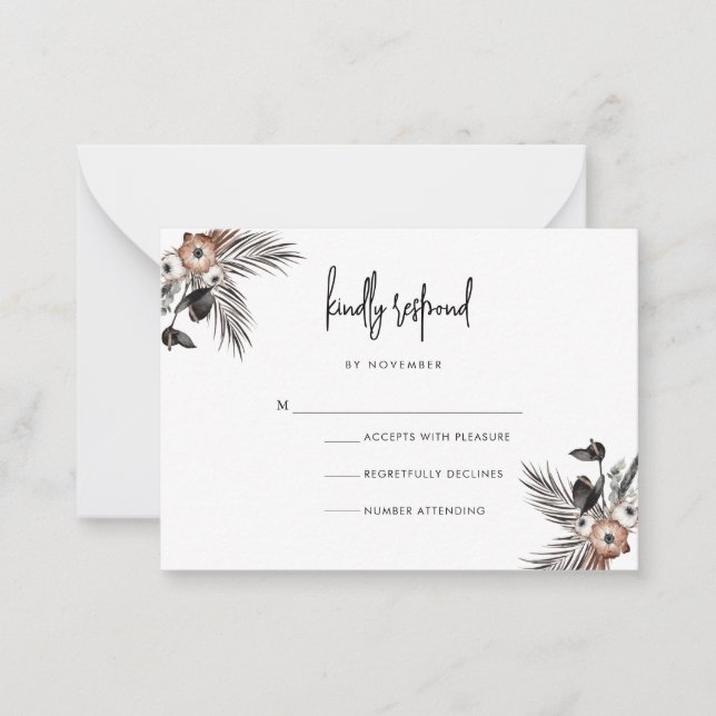 Modern Boho Goth Script RSVP Card Mitteilungskarte (Vorderseite)