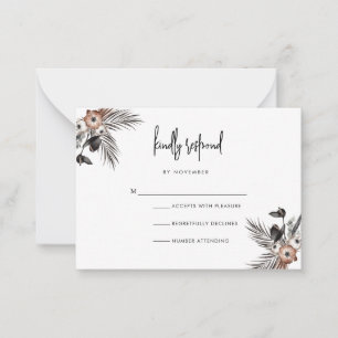 Modern Boho Goth Script RSVP Card Mitteilungskarte