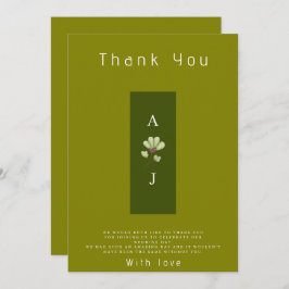 Modern Boho Green Flat Wedding Danke Karte