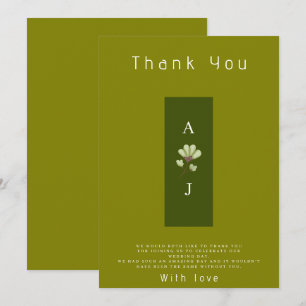 Modern Boho Green Flat Wedding Danke Karte