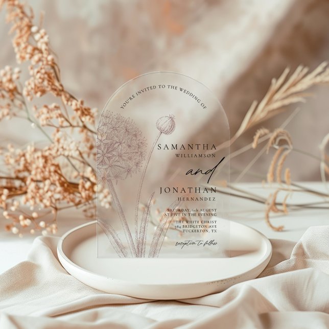 Modern Boho Greenery Minimal Wedding Acryleinladungen (Von Creator hochgeladen)