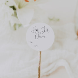 Modern Boho Holly Jolly Christmas to From From Runder Aufkleber