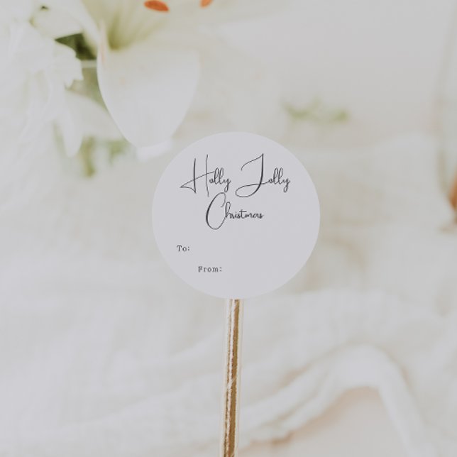 Modern Boho Holly Jolly Christmas to From From Runder Aufkleber (Von Creator hochgeladen)