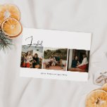 Modern Boho Joyful Drei Fotos Weihnachten<br><div class="desc">Feiern Sie die Urlaubssaison mit dieser modernen boho fröhlichen drei Foto Weihnachtskarte. Die einzigartige und bearbeitbare Schrift verleiht dem Design eine schicke und dennoch elegante Touch. Das schlichte Schwarz-Weiß-Design besticht durch ein klassisches und skurriles Ambiente, das sich perfekt für die Wintersaison eignet. Der minimale böhmische festliche Designer-Schriftart verleiht Kreativität und...</div>