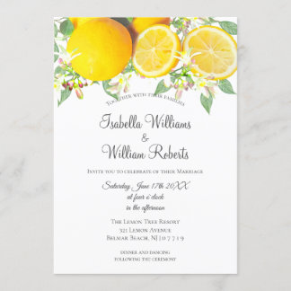 Modern Boho Lemon Sommerhochzeit Einladung
