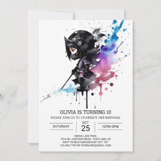 Modern Boho Little Ninja Geburtstag Einladung