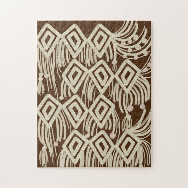 Modern Boho Macrame Doodles Brown Puzzle (Vertikal)