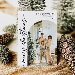 Modern Boho Merry Christmas Arch Foto Feiertagskarte