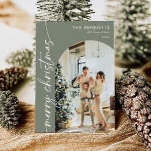 Modern Boho Merry Christmas Arch Foto Feiertagskarte