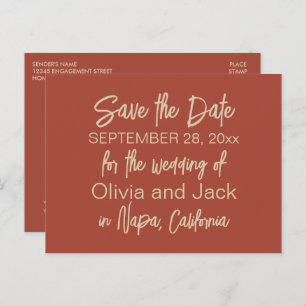 Modern Boho Minimalistisch Burnt Save the Date Postkarte