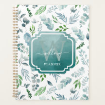 Modern Boho Monogram Greenery Eucalyptus Foliage