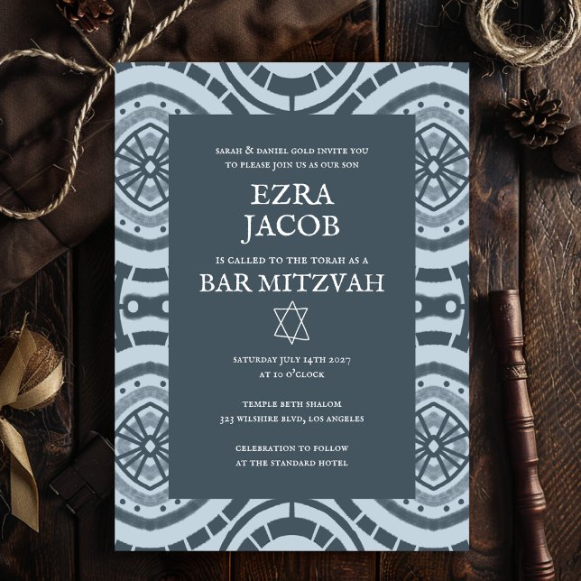 Modern Boho Muster Custom B'nai Bat Bar Mitzvah Einladung (Modern Boho Pattern Custom B'nai Bat Bar Mitzvah Invitation
)
