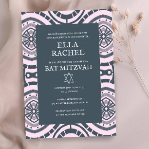 Modern Boho Muster Custom B'nai Bat Bar Mitzvah Einladung