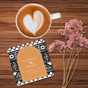 Modern Boho Muster Wedding Arch Burnt Orange Rechteckiger Pappuntersetzer
