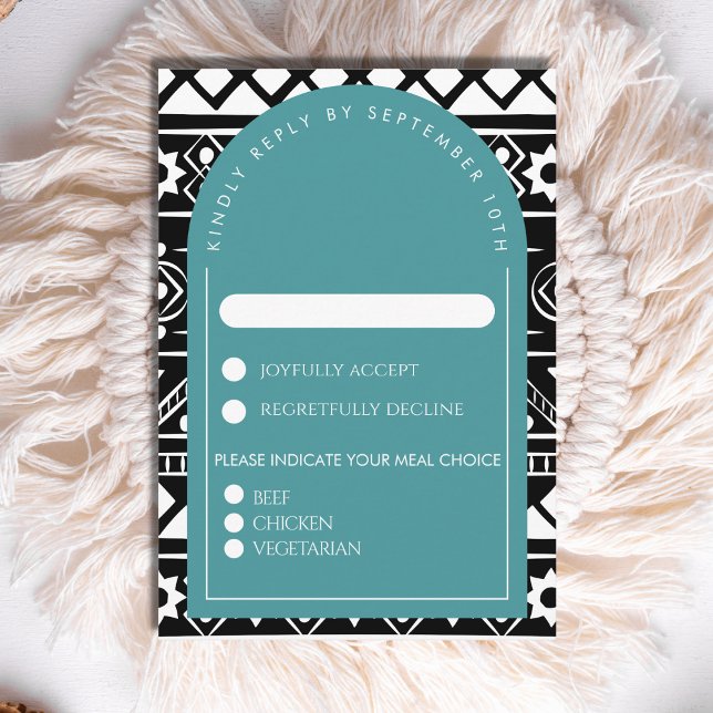 Modern Boho Muster Wedding Arch Green RSVP Karte (Von Creator hochgeladen)