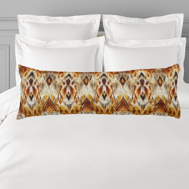 Modern Boho Neutrals Brown Orange Ikat Tribal Seitenschläferkissen (Von Creator hochgeladen)