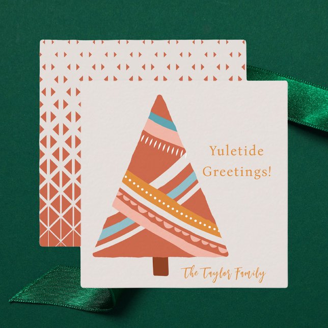 Modern Boho Nordic Christmas Tree Mitteilungskarte (Von Creator hochgeladen)