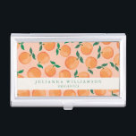 Modern Boho Orangen Zitrusfrüchte Rosa Grün Visitenkarten Dose<br><div class="desc">Moderne Boho Orange Citrus Frucht Blush Green Custom Business Card Case</div>