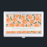 Modern Boho Orangen Zitrusfrüchte Rosa Grün Visitenkarten Dose<br><div class="desc">Moderne Boho Orange Citrus Frucht Blush Green Custom Business Card Case</div>