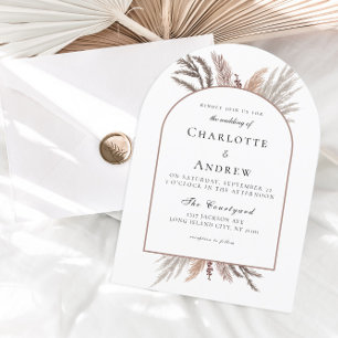 Modern Boho Pampasgras Hochzeitseinladung Einladung