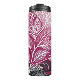 Modern Boho Pink and Black Leaf Thermal Tumbler Thermosbecher